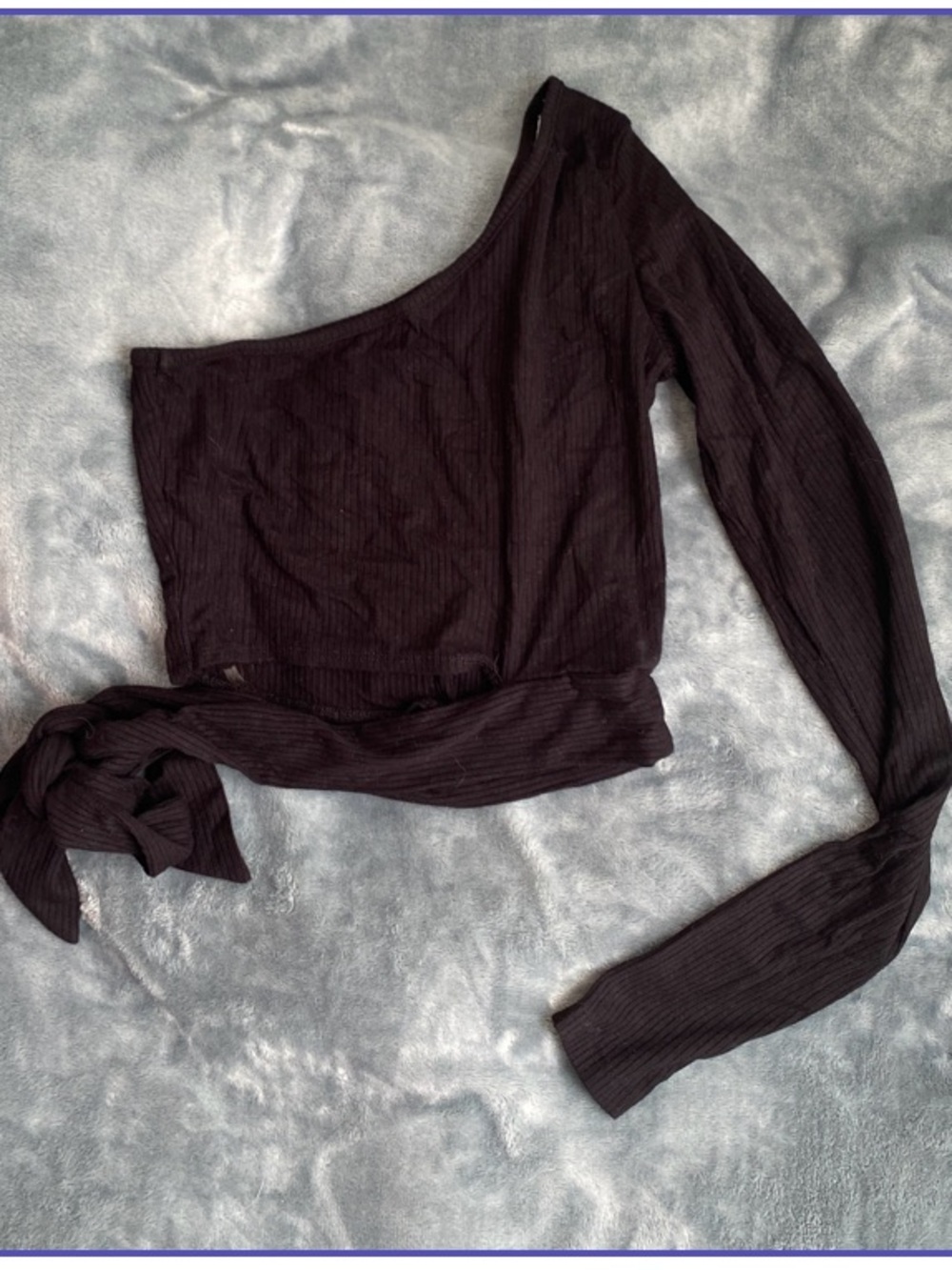Garage One-Shoulder Black Tie-Waist Top